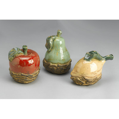 3-Piece Ceramic Fruit Sculpture Set