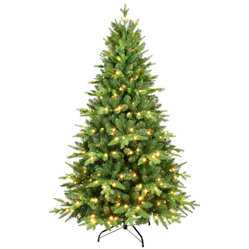 PE&PVC Prelit Christmas Tree, 7', Yellow
