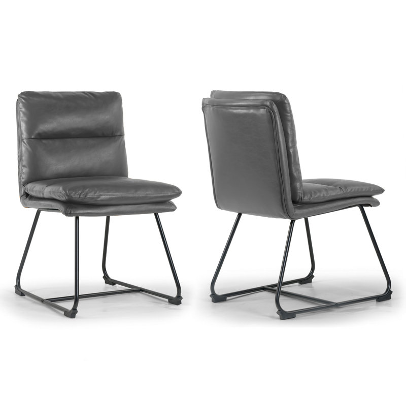 Chaise rembourrée Volana, Similicuir gris