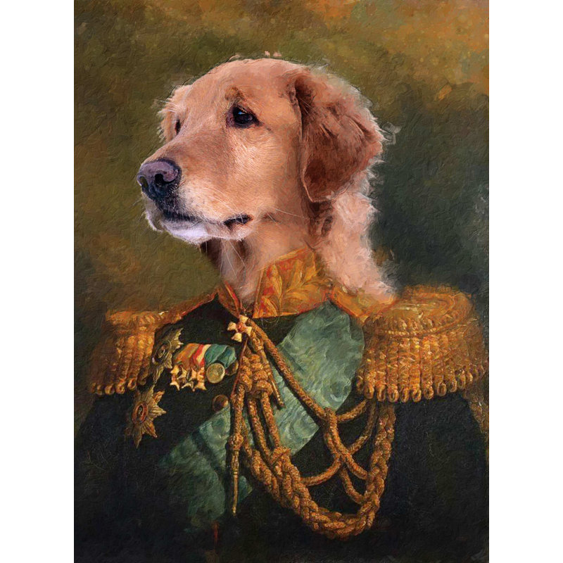 Golden Retriever Dog Period Dress Collection - Art Prints, 39.4cm H x 29.5cm W x 0.07cm D, Metal