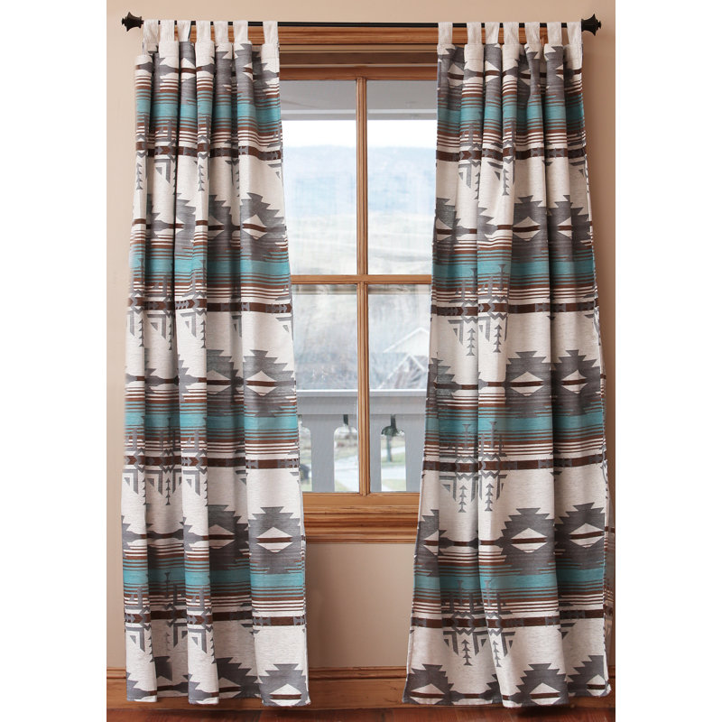 Branch Southwest Curtain Pair, Gray/Turquoise/Brown