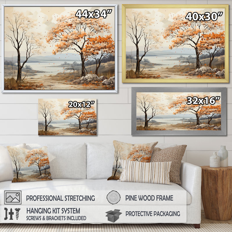 «Mute Tone Maple Trees Collage I», reproduction sur toile, Toile tendue, H 30 po x l 40 po x P 1,5 po