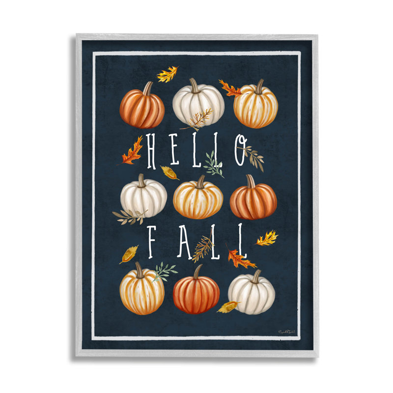 «Hello Fall Mixed Pumpkins», art de la giclée encadrée par Elizabeth Tyndall, H 30 po x l 24 po x P 1,5 po
