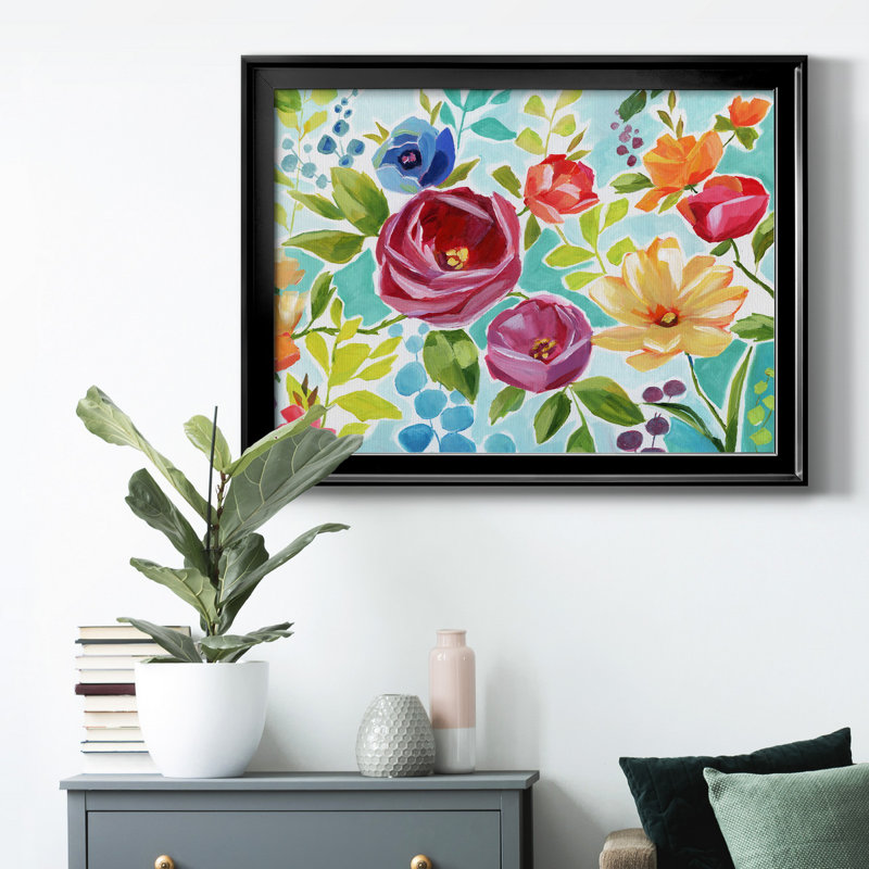 Modern Garden IV - peinture encadrée, H 30,5 po x l 42,5 po x P 1,5 po, Toile avec cadre noir, Pas de tapis