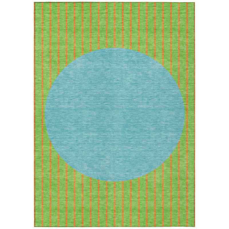 Tapis extérieur lavable rayé vert lime 5 pi x 8 pi
