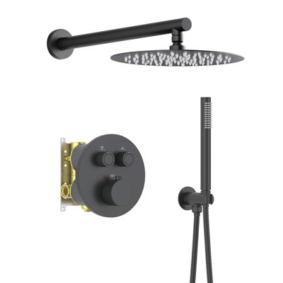 Circular 2-Function Thermostatic Complete Shower Faucet Set