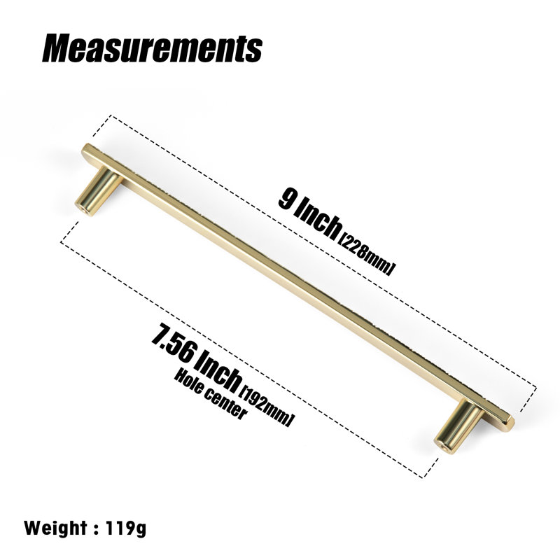 Novelty Irregular Bar Pull Handle Multipack, 7 19/32", Polished Gold