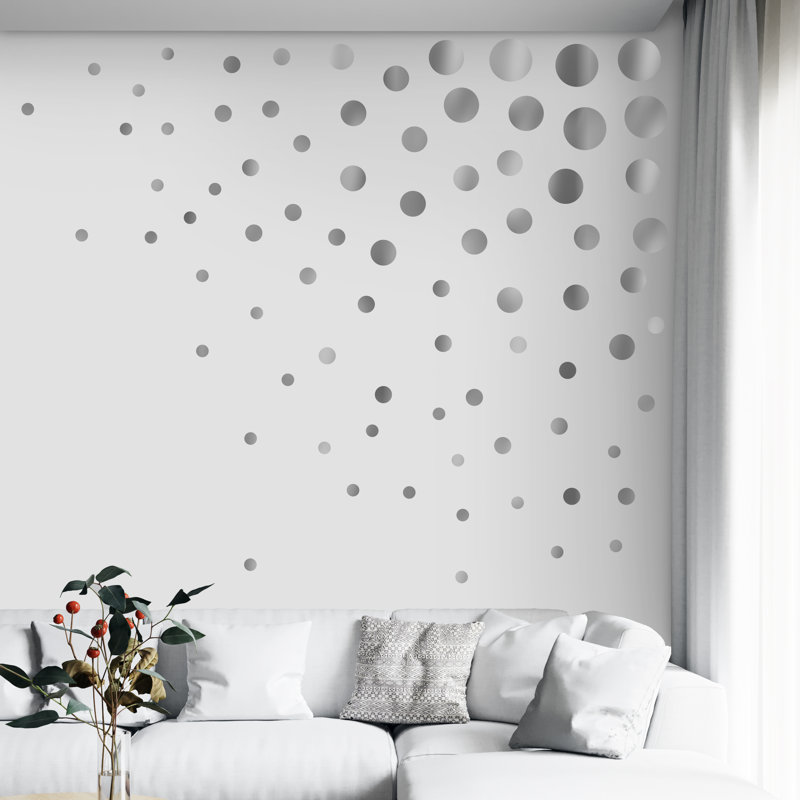 Los Posas Colorful Watercolor Dots Wall Sticker, Silver Metallic, Triple