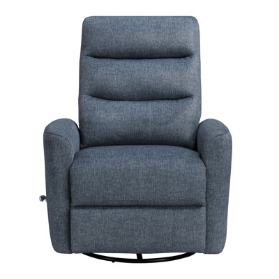 Fauteuil inclinable électrique pivotant Aki, polyester bleu touffeté, mélange de plumes