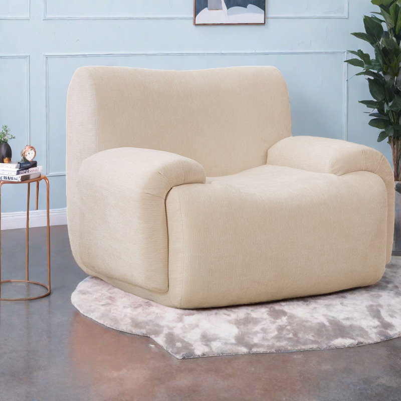 Fauteuil d'appoint confortable en chenille pour salon moderne