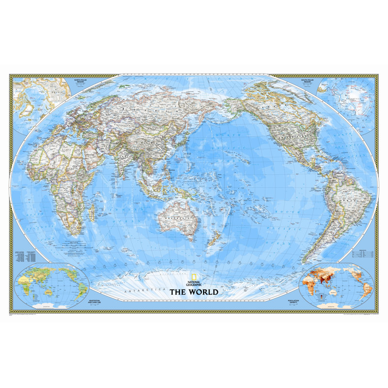 World Classic Pacific Centered Wall Map, Paper
