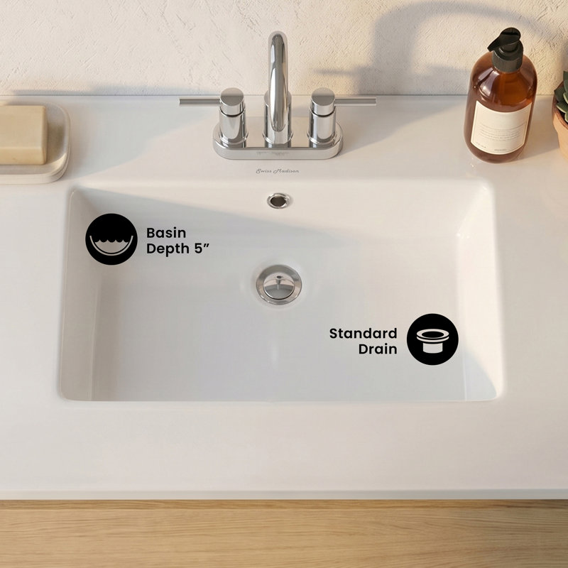 Lavabo de meuble-lavabo supérieur avec trou pour robinet de 31 po Voltaire, Simple