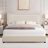 Full Size Bed with Storage Drawers Upholstered Platform Bed Adjustable with Nailhead Trim Headboard Wooden Slats Support Bed Frame-88284568-88284569