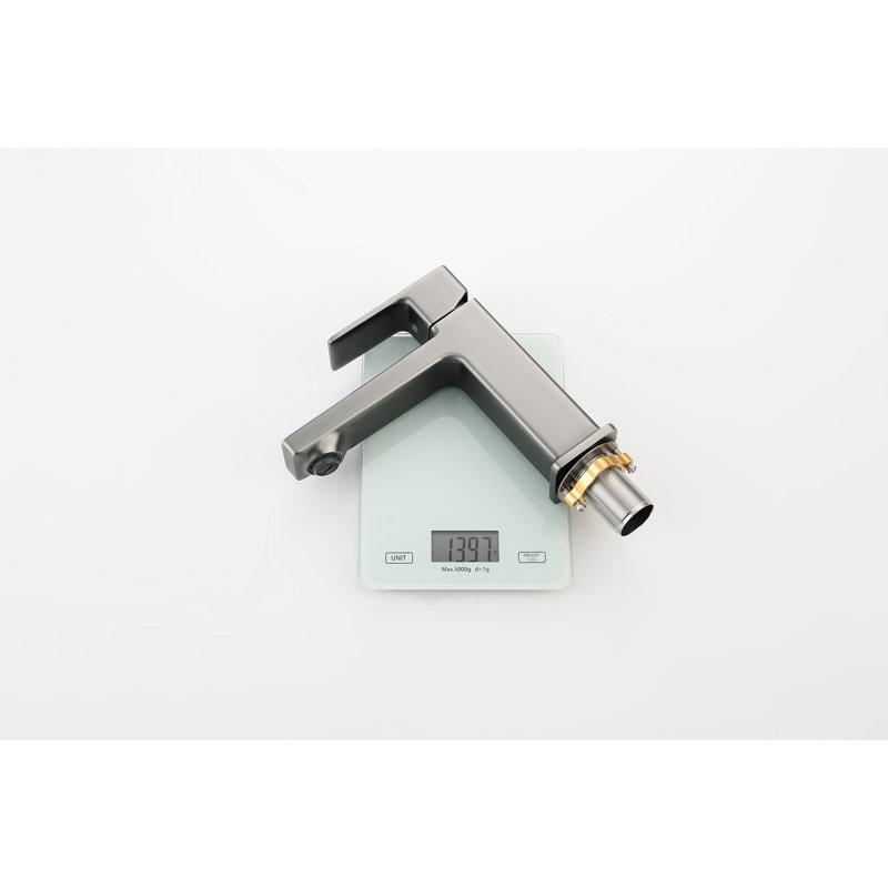 1 Hole Gray Sink Tap, 1.5/Gpm, Zinc, Deck Mounted Modern Lever Handle Construction Design, Gray