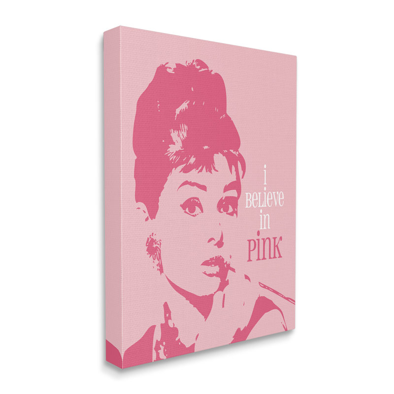 «Believe In Pink» Audrey Hepburn, Plaque murale, L 16 po x H 16 po