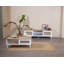 Table basse moderne avec rangement supplémentaire, finition blanche et chêne, 39,4 x 21,7 x 17,7 pouces | 100% panneau de fibres à densité moyenne et bois de pin, portes à fermeture en douceur | Conception géométrique scandinave, parfaite pour le salon et les espaces contemporains-729153904-729153906
