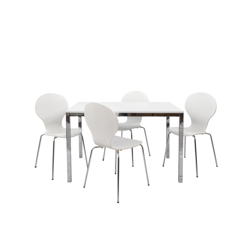 Ensemble repas pour 4 personnes Southport, Blanc/chrome, Chrome chrome