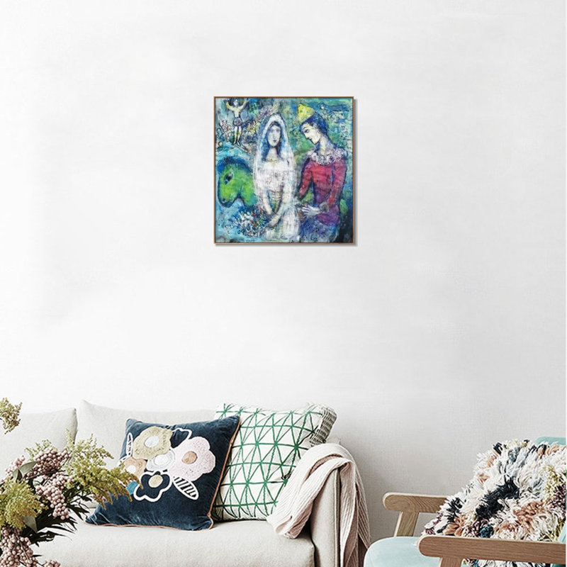 Encadré de mariage sur toile par Marc Chagall, impression sur toile encadrée pour décor de bureau à domicile, 20 po x 20 po