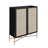 Ulisa 36.6" W x 43" H Bar Cabinet Gold Iron Leg 2 Rattan Door Sideboard-1357558713