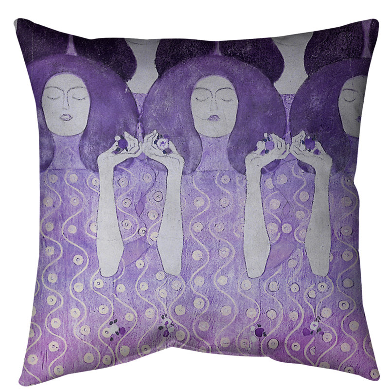 Coussin Gustav Klimt, 36 po x 36 po, Mauve