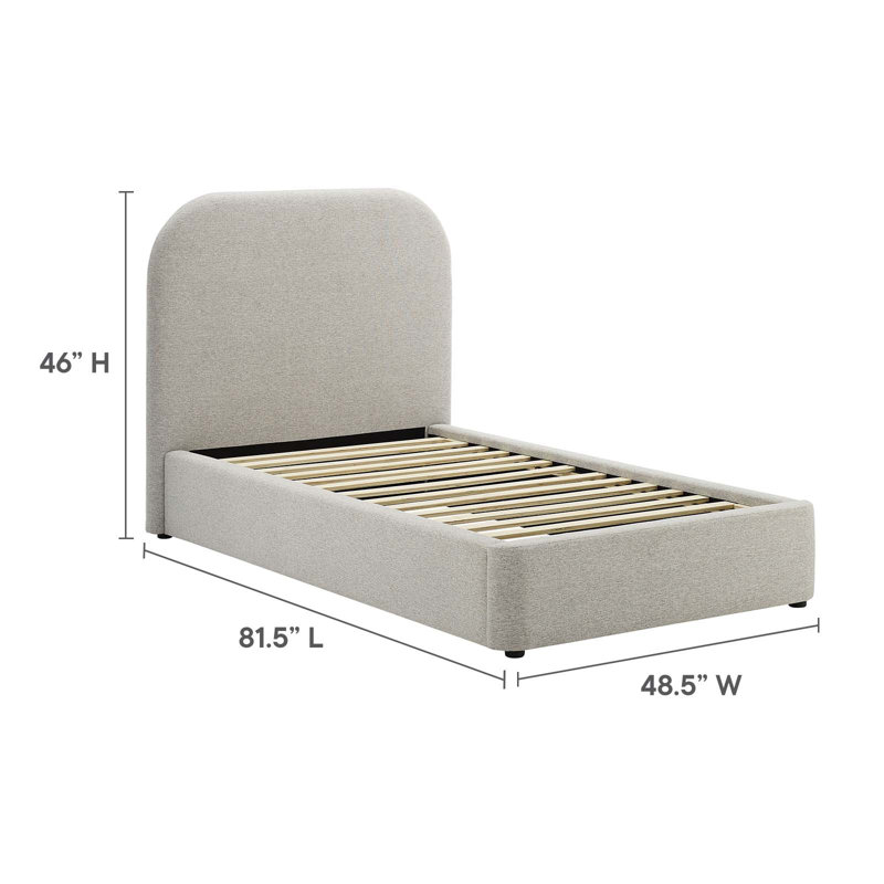 Lit plateforme tapissier Keyné, Simple, Tissage chiné gris clair