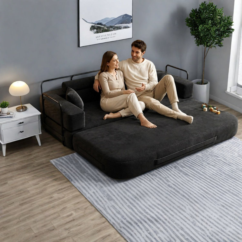 Canapés d'angle à compression, matelas en velours côtelé et mousse à mémoire de forme, maison moderne sans assemblage