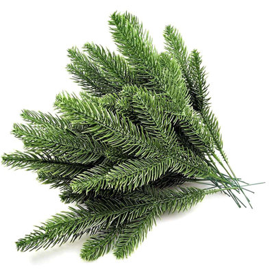 20PCS Artificial Pine Needles Branches Garland Green Plants Pine Needles for DIY Garland Wreath