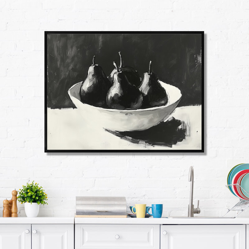 Wendt I - Tableau encadré Poires, H 12 po x l 20 po, Cadre flottant noir