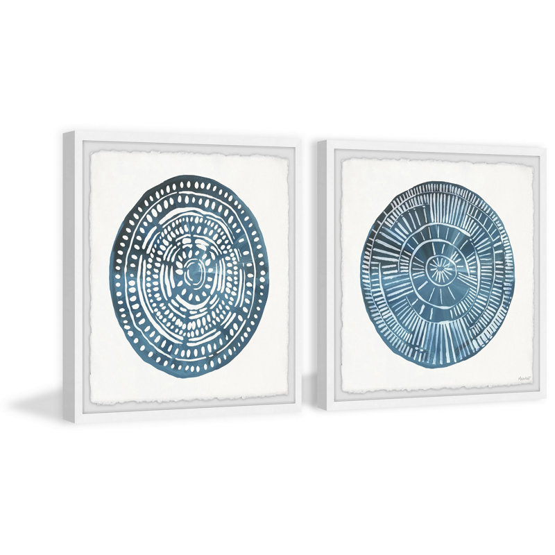 «Blue Carpets» par Marmont Hill - ensemble de 2 peintures encadrées, H 12 po x l 12 po x P 1,5 po