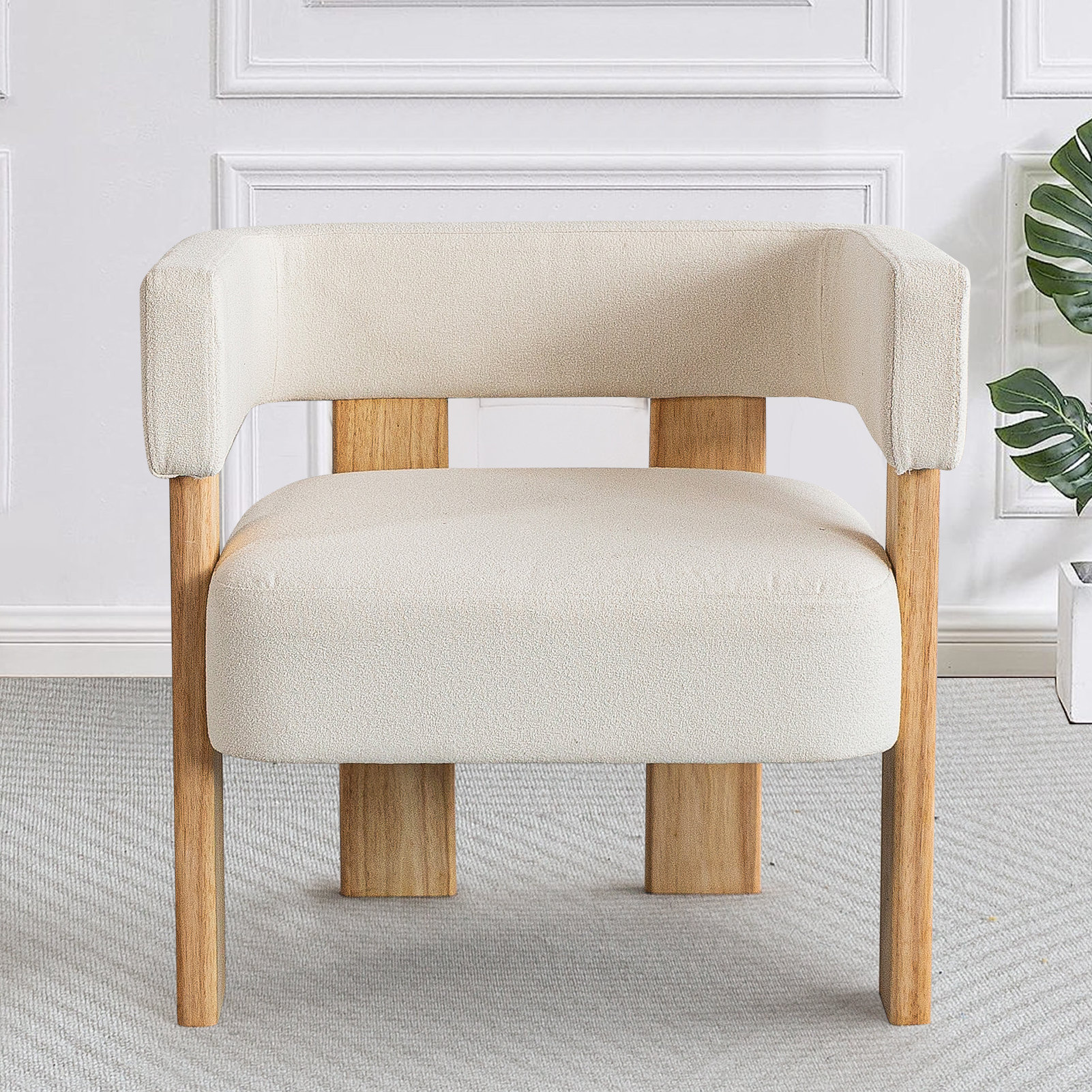 Ebern Designs 23.6" Wide Boucle Upholstered Square Armchair - Wayfair ...