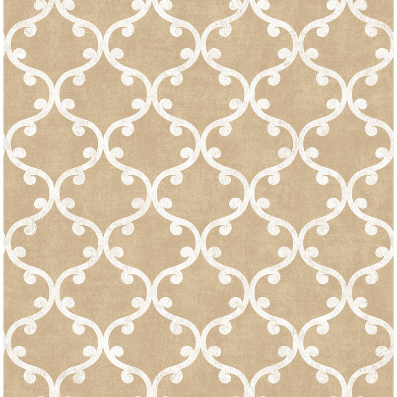 Affinia Scroll Geo 10m x 53cm Wallpaper Roll, Dark Gold