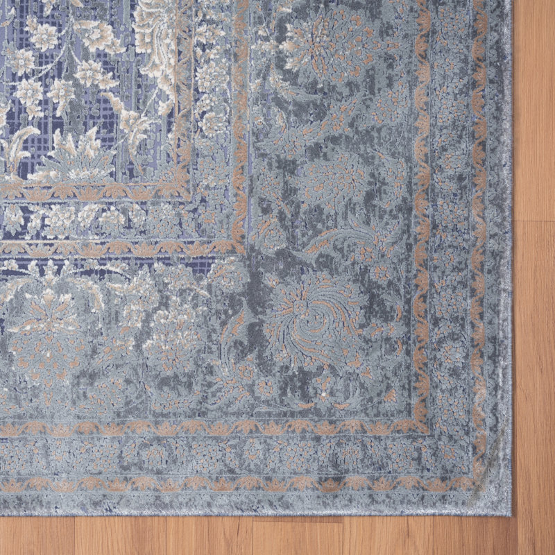 Tapis tissé à la machine Don Indigo Mist, Rectangle 5 pi x 7 pi