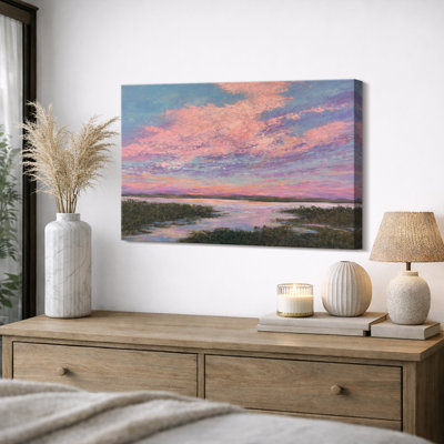 «Pastel Sunset Waterscape», photos de salon, impression sur toile encadrée
