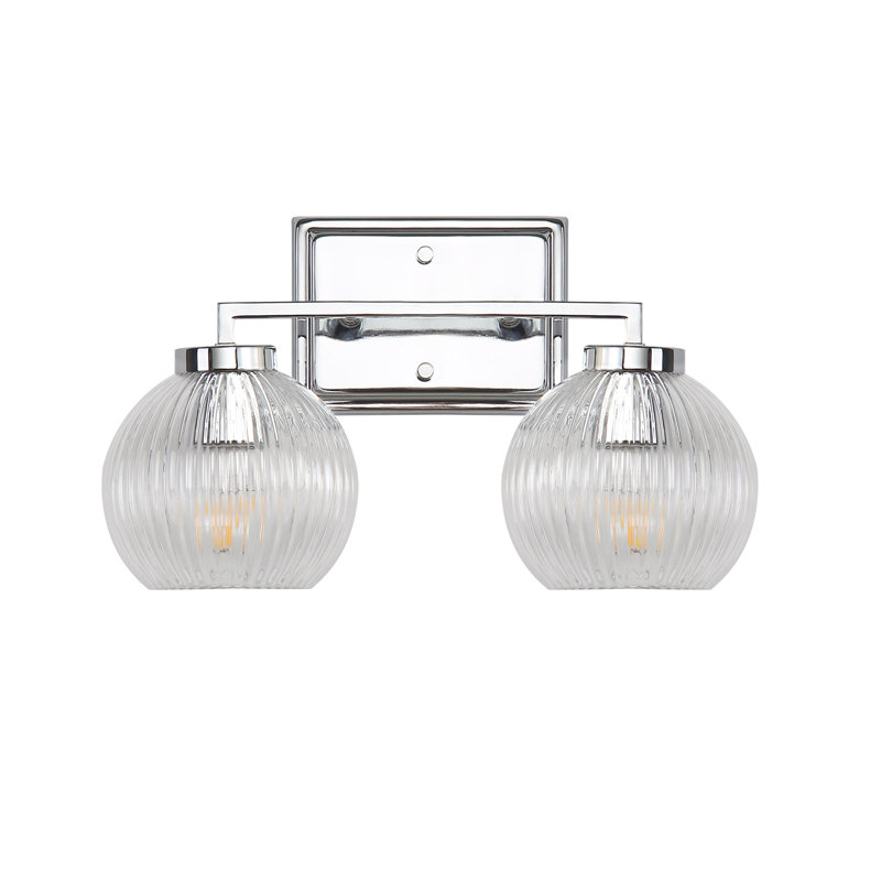 Ensemble de meuble-lavabo 2 lumières avec abat-jour côtelé Nella, Chrome chrome