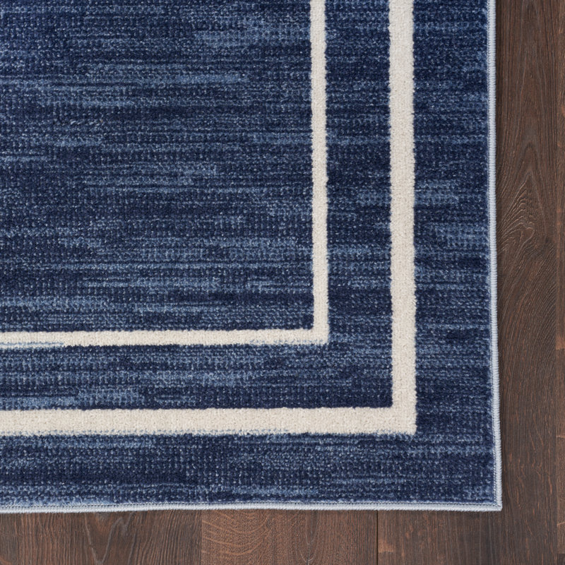Lucretia Abstract Machine Woven Chenille Indoor/Outdoor Area Rug in Blue, Runner 2'2" x 7'6"