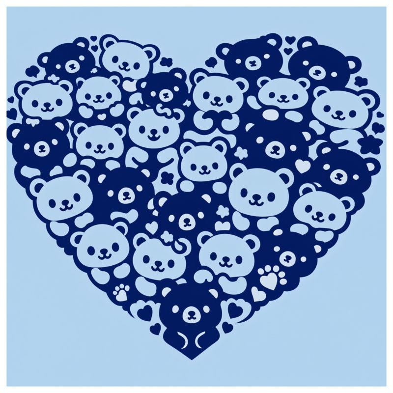 Édredon en forme de cœur avec motif d'ours, Simple extra long