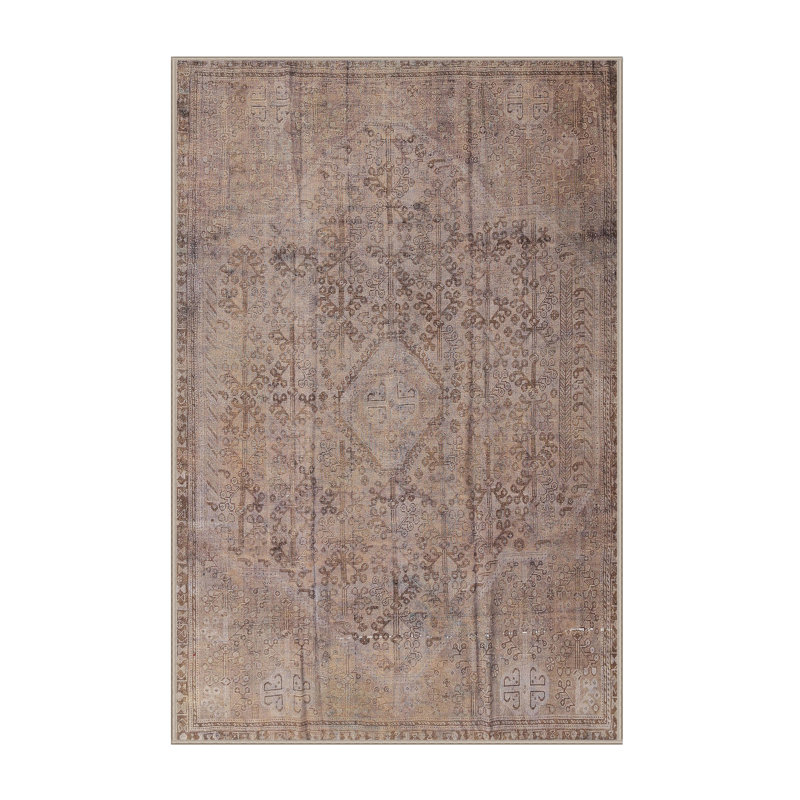 Tapis traditionnel gris / rose clair Theilson, Rectangle 2 pi x 4 pi