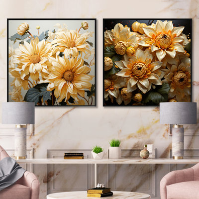 Tournesols illustrés avec abat-jour - ensemble de 2 tournesols carrés