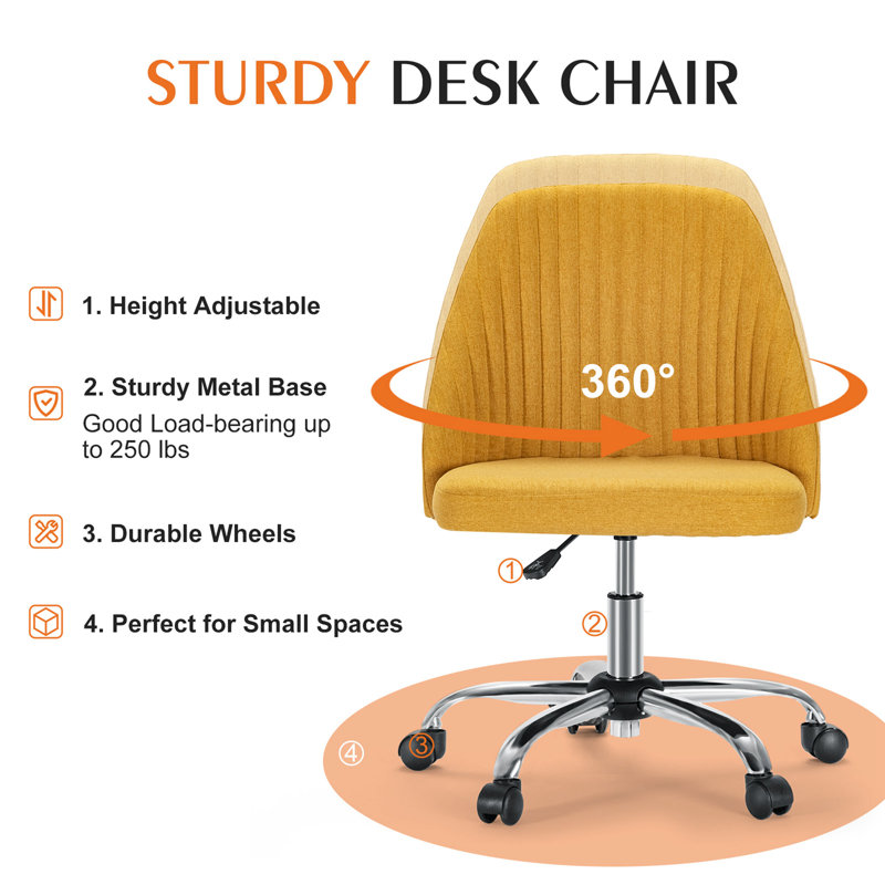 Chaise de bureau Magdaleen, Jaune