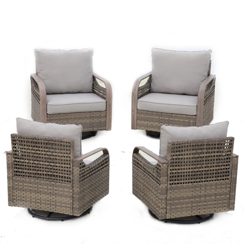 Belord Wicker Swivel Rocker Chair with Arms