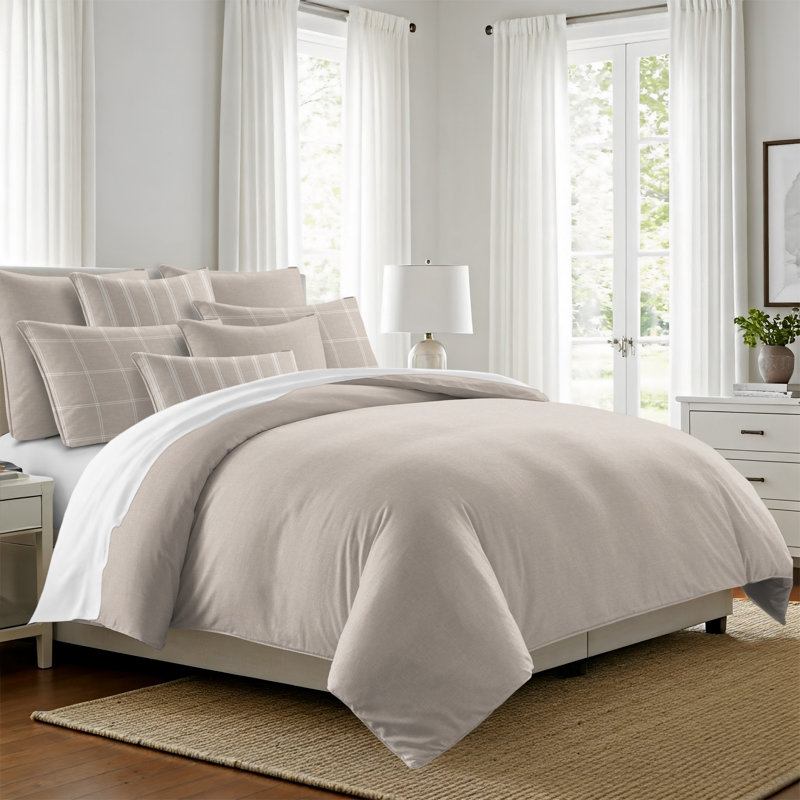 Shay Solid Natural Cotton Coverlet Set  8 Piece, King Coverlet + 7 Additional Pieces