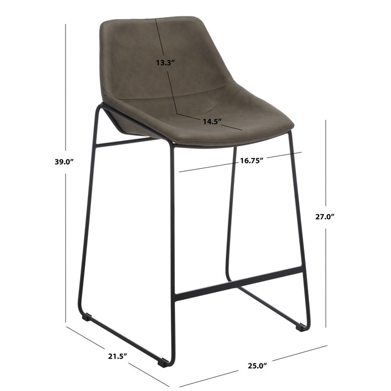 Tabouret de comptoir 27 po Chaliah, Gris foncé, Noir
