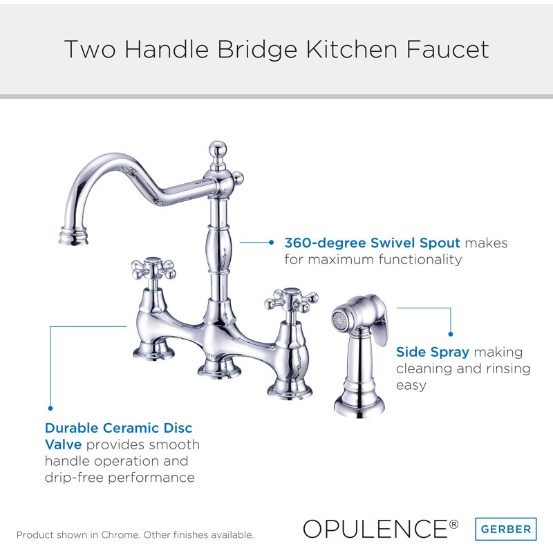 Robinet pont avec douchette latérale Opulence, Acier inoxydable