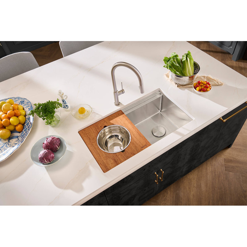 Ruvati 20 x 14 inch Semi-Recessed Drop-in Topmount Rectangular Bathroom Sink, Satin