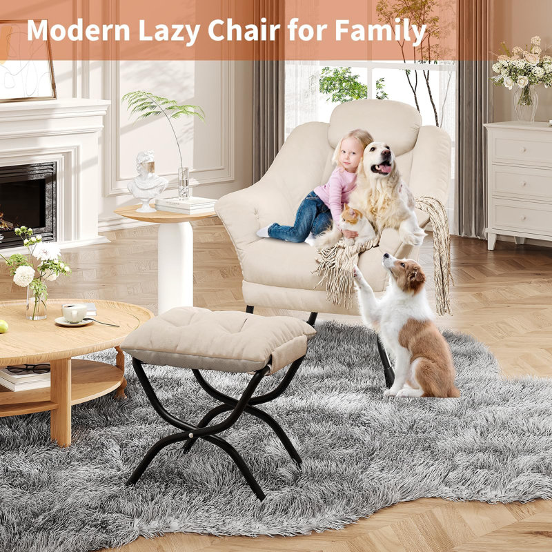 Upholstered Accent Chair, White