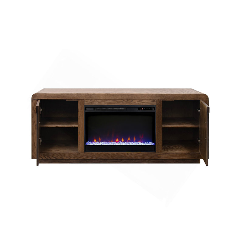 Meuble télé 65 po pour téléviseur de 75 po ou moins, finition bourbon et noyer, H 26 po x L 65 po x l 17 po, Brun