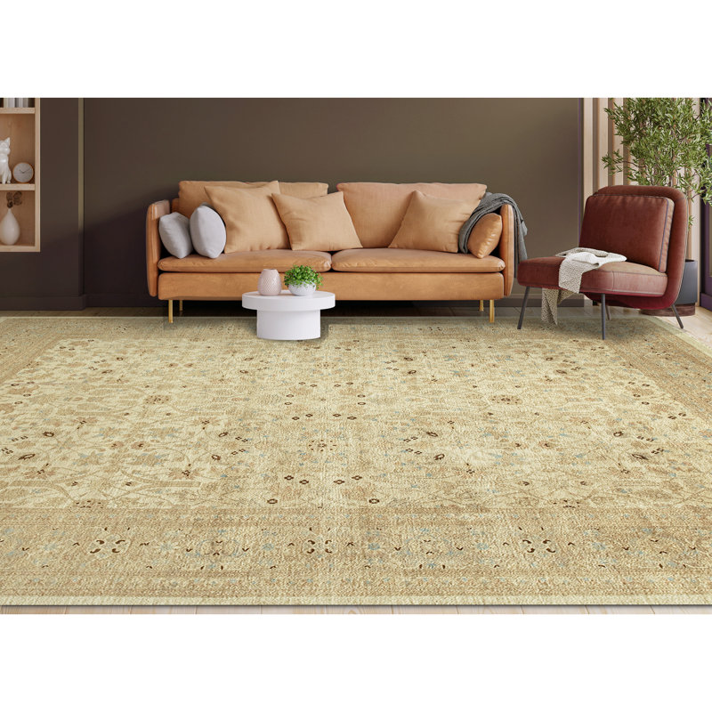 Wool Oriental Area Rug in Ivory/ Sand, Rectangle 9' x 12'