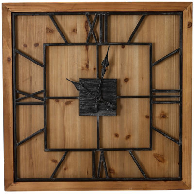 Anetia Square Large Wooden Wall Clock