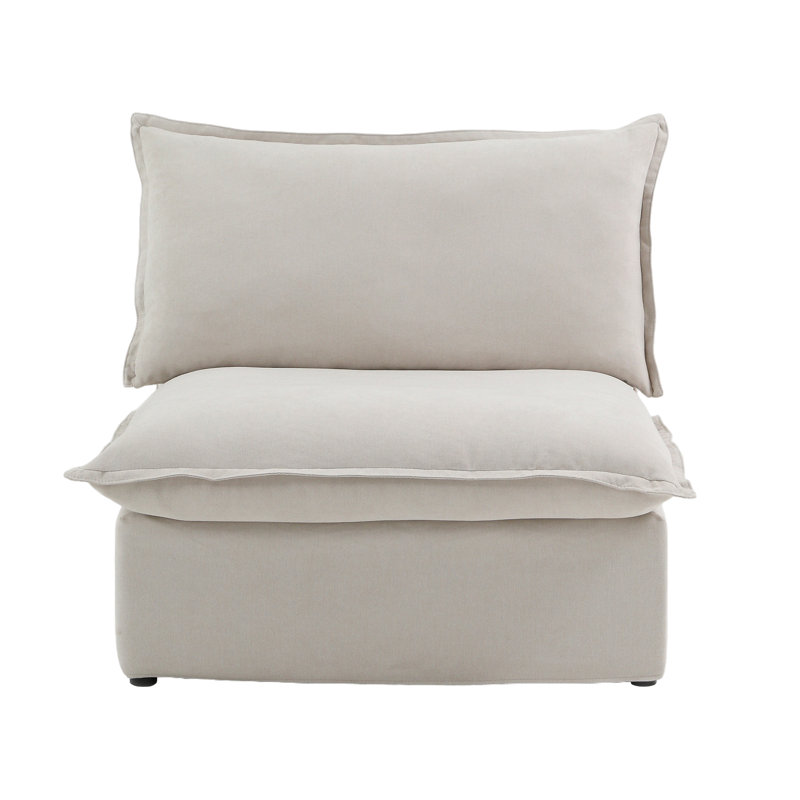 Fauteuil rembourré en velours de lin sans accoudoirs Fairford, Mélange de lin beige