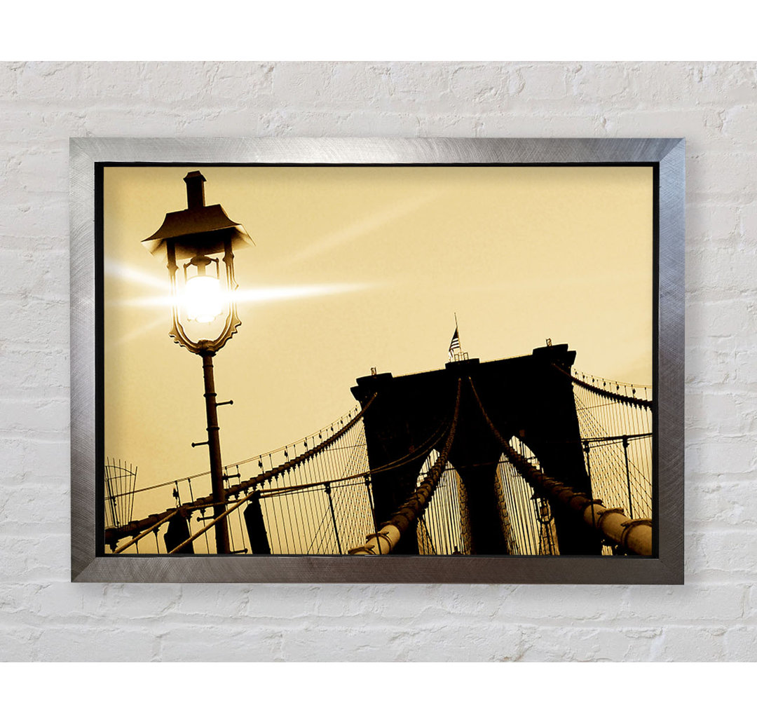 Brooklyn Bridge Street Light Retro - Einzelner Bilderrahmen Kunstdrucke